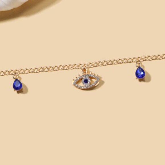 Mystical Evil Eye Necklace with Sapphire Blue Charms - Picture 4 of 4
